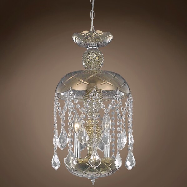 Joshua Marshal Harvest Design 3 Lt 11 Golden Teak Chandelier W/ Swarovski Crystals & 701408-008